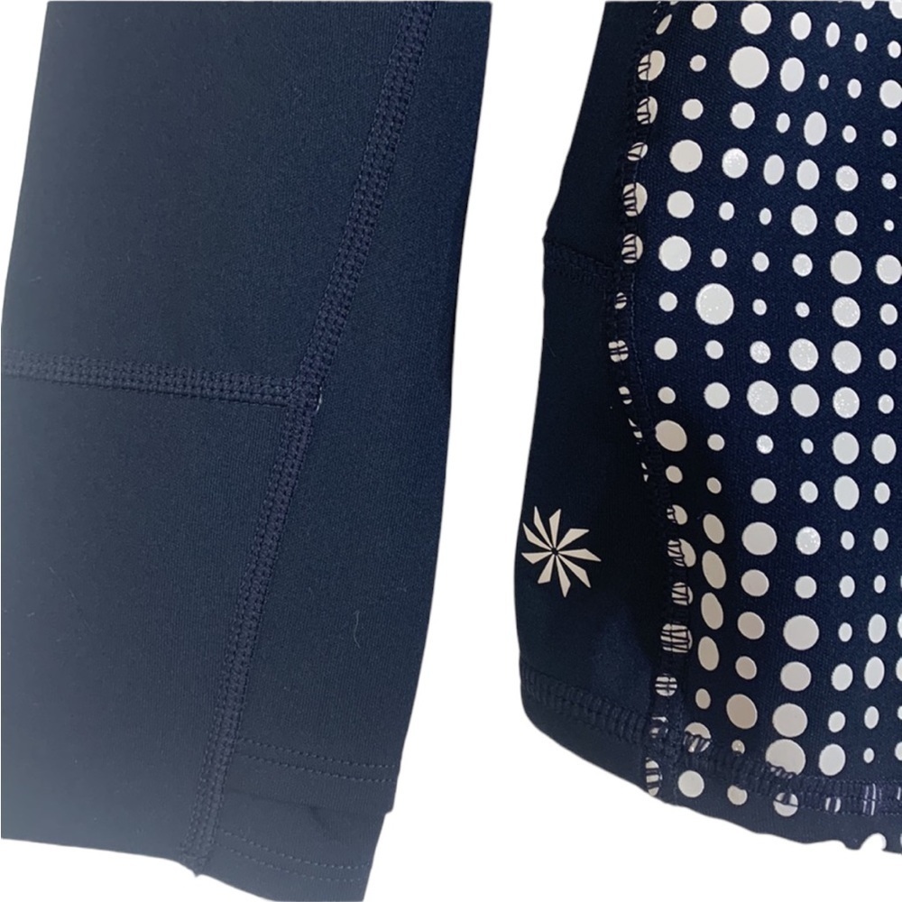 🌸2/$25 Athleta Navy Running Wild Half-zip Hoodie 2.0 White Polka Dots - Picture 8 of 11